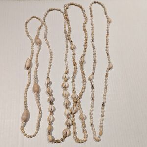 Vintage Shell Necklaces Cowrie Natural Beach Boho Hawaiian Lei Tropical Lot of 4